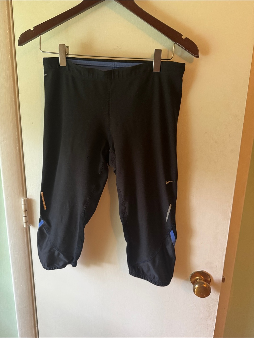Nike Black Track Capris with Blue Accents